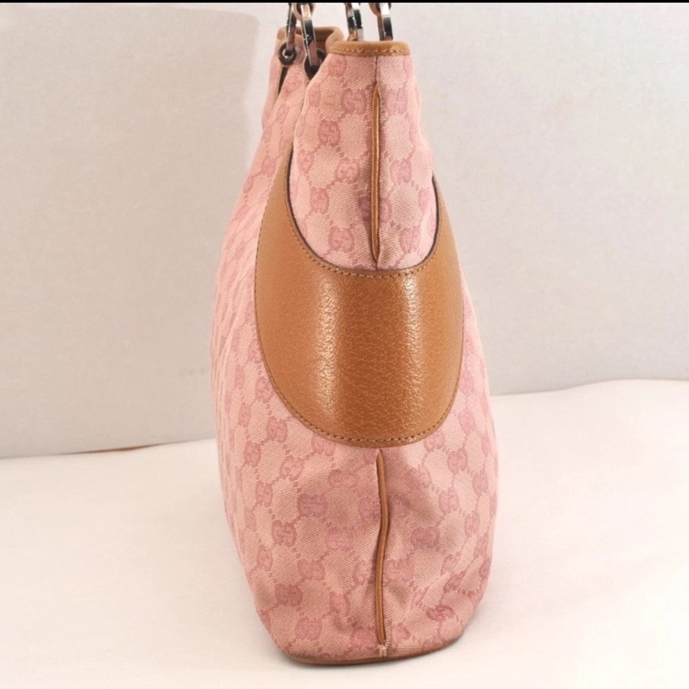 GUCCI Shoulder Hand Tote Bag GG Canvas Leather Pink - Picture 4 of 10